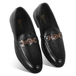 Black Textured Leather Tassel For Men